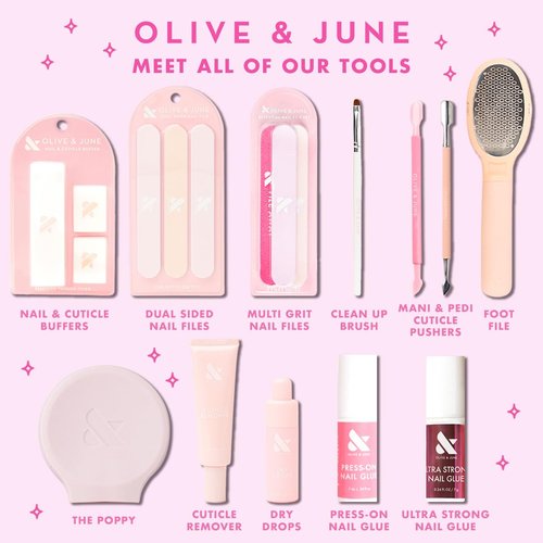 Olive & June - The Poppy Universal Nail Polish Bottle Handle | Paint with Both Hands | Ergonomic Grip for Neat, Easy, Steady At-Home Manicures | Soft Silicone | Fits Any Bottle | Patented Design