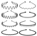 KELUBATU Metal Headband for Men, Unisex Black Wavy Spring Hair Band, Zig Zag Head Band, Fashion Elastic Hair Accessories, Multipack Options Available(8pcs)