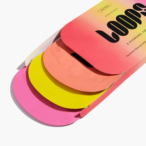 LOOPS Glow Gang Mask Set – Weekly Reset for Rejuvenation, Double Take for Energized Skin, Sunrise Service for – Hydrating and Pore Refining – Safe for Sensitive Skin - Hydrogel Face Masks - 3pc