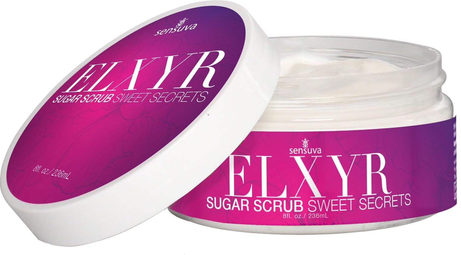 Sensuva ELXYR Sugar Scrub | Premium Exfoliating Body Scrub Removes Dead, Dry Skin for a Soft & Hydrated Feel | Nourishing Body Care | Sweet Secrets Pomegranate, Fig, Coconut, & Plumeria 8oz.