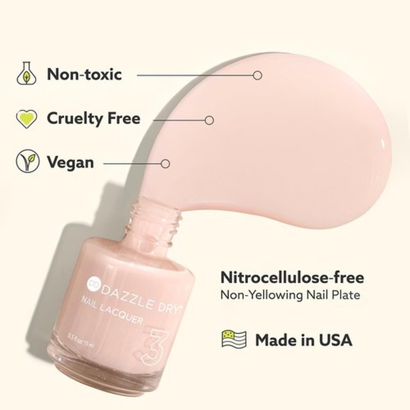 Dazzle Dry Nail Lacquer (Step 3) - Campus Crush - A medium salmon mauve with coral undertones. Full coverage cream. (0.5 fl oz)