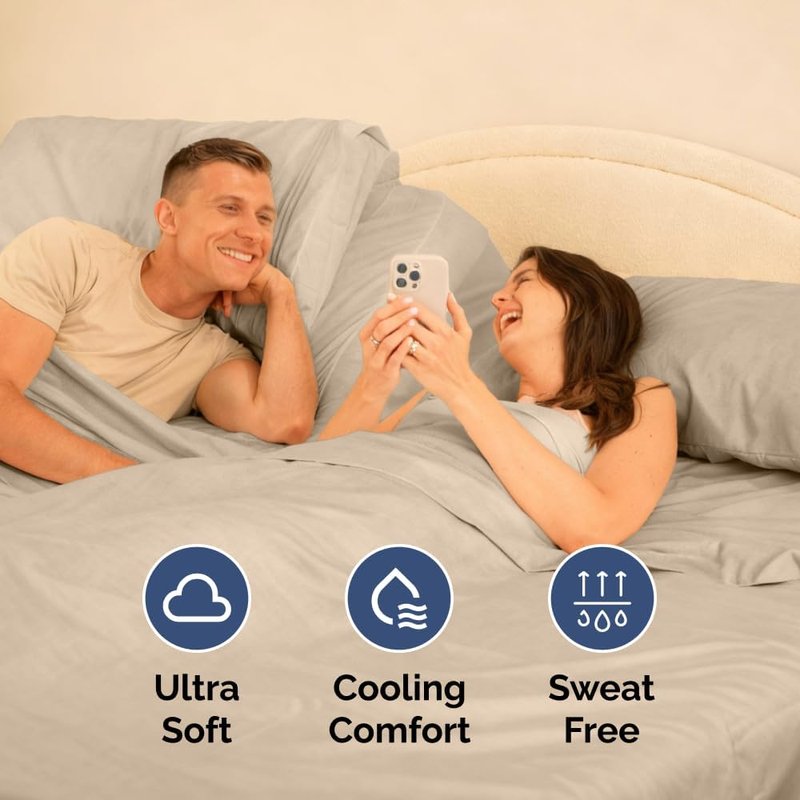 Flex Top Split Head King Sheet Set - Comfy Cooling Bed Sheets for All Ages - Ultra-Soft, Deep Pockets - Oeko-Tex Certified, Wheat