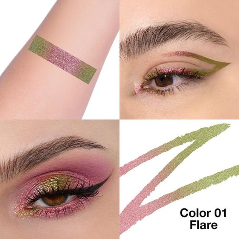 Kaely Chameleon Liquid Eyeliner - Glitter Metallic Chrome, Waterproof & Smudge-Proof, 01 Flare