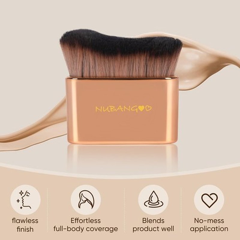 Skiennix Professional Kabuki Foundation Brush - Versatile Makeup Tool for Cream, Powder & Self-Tanning | Pink Gold