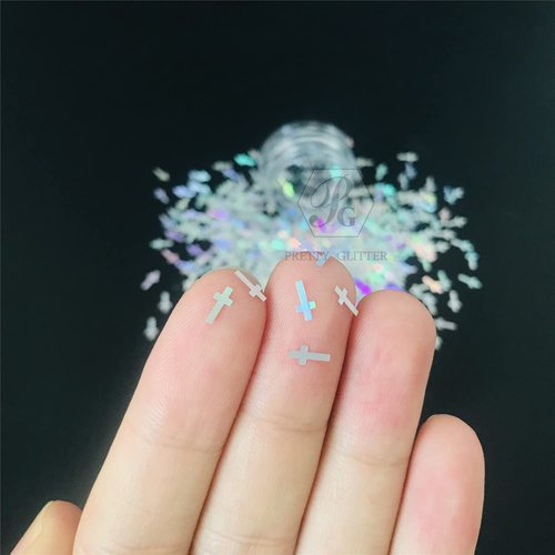 10g Pack - Sliver Cross Shape Glitter - Festival Rave Beauty Makeup Face Body Nail Art Tumbler Holiday DIY Decoration LB100