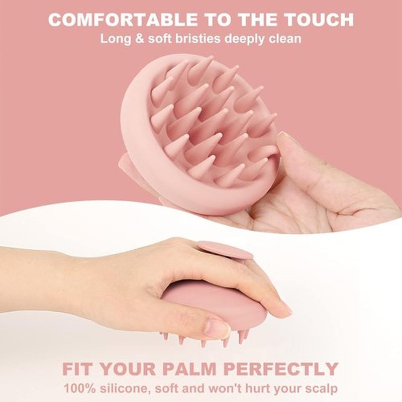 AIMIKE Scalp Massager Shampoo Brush - Soft Silicone Hair Scrubber for Dandruff & Hair Growth | Pink