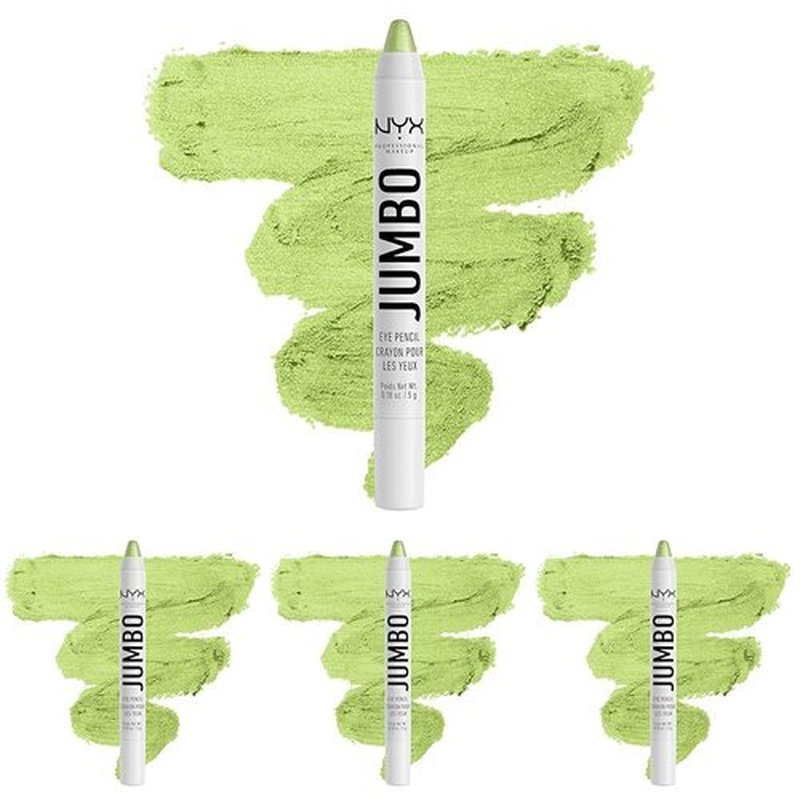 NYX PROFESSIONAL MAKEUP Jumbo Eye Pencil, Blendable Eyeshadow Stick & Eyeliner Pencil - Matcha (Green) (Pack of 4)