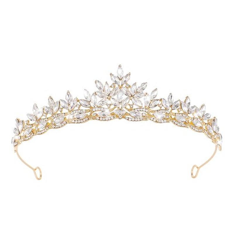 JITINX Crystal Tiaras & Crowns for Women, Bride Royal Queen Headband Princess Headpieces for Birthday Cake Crown & Prom Pageant Party (Gold Crown)