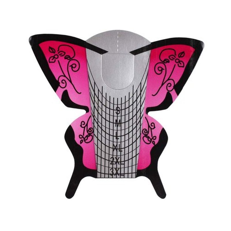 Beauty Leader 500pcs Nail Form Pink Butterfly Design Adhesive Nail Form for Acrylic/UV Gel Nail Tips Extension Manicure Nail Art Forms