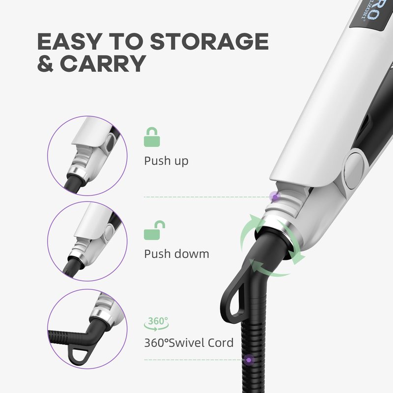 WELLZONI Flat Iron Hair Straightener - 1.4" Wide Plate, 15s Fast Heating with 37 Temp Settings 122-450°F, Dual Voltage Ionic Ceramic Flat Iron for All Hair Types with Auto Shut-Off
