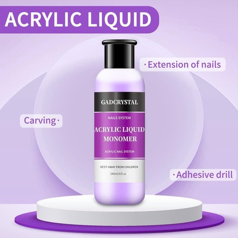 Gadcrystal Monomer Acrylic Nail Liquid,Nail Acrylic Liquid 240ml/8fl.oz,Acrylic Liquid for Nails,Acrylic Liquid Monomer,Acrylic Liquid for Acrylic Powder Nails Extension for Nail Art Manicure DIY