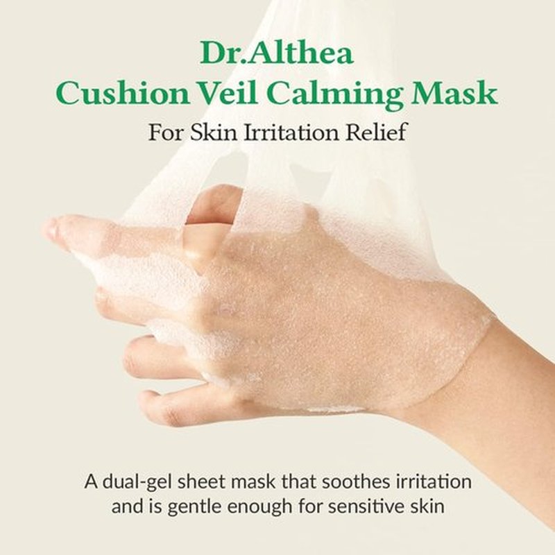 Dr.Althea Cushion Veil Calming Mask - Cooling Mask to Reduce Redness | Soothe Irritated Skin with CICA | Vegan Korean Skincare (Pack of 4)