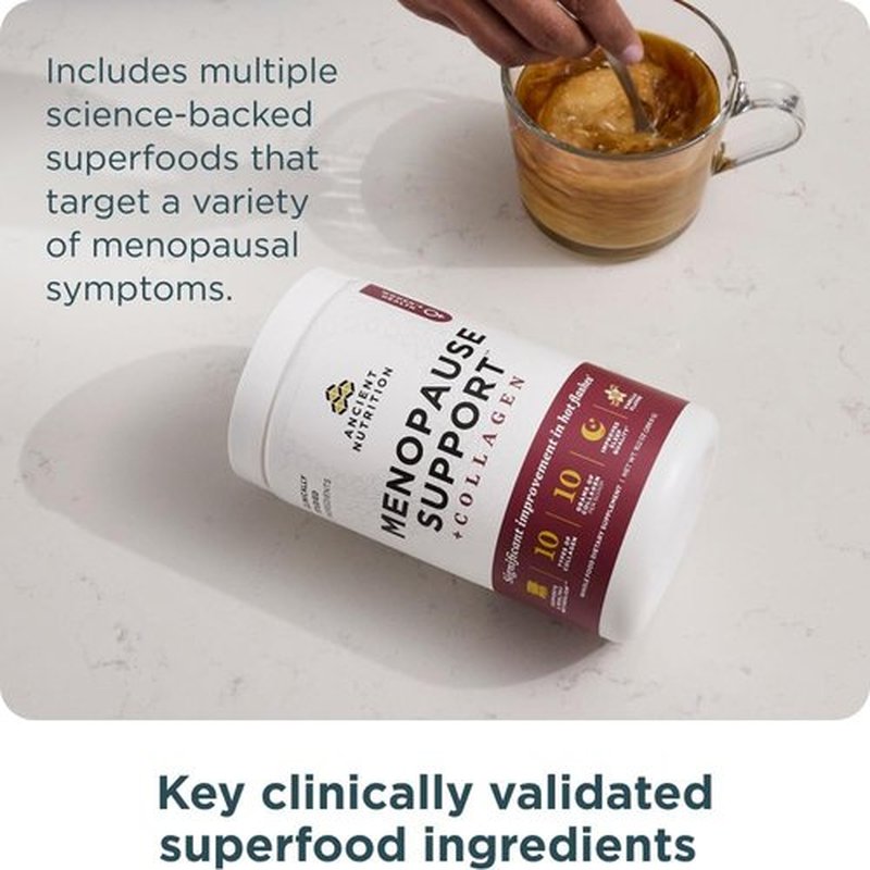 Ancient Nutrition Menopause Support | Hydrolyzed Collagen Powder with Superfoods - Vanilla, 25 Servings
