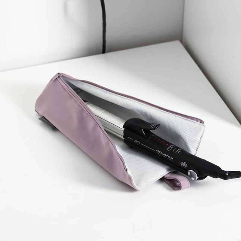 SHIMOYAMA Hair Iron Pouch, Heat Resistant Travel Bag for Curling Iron, Flat Iron Storage Bag, Hair Tools Organizer (Lilac)