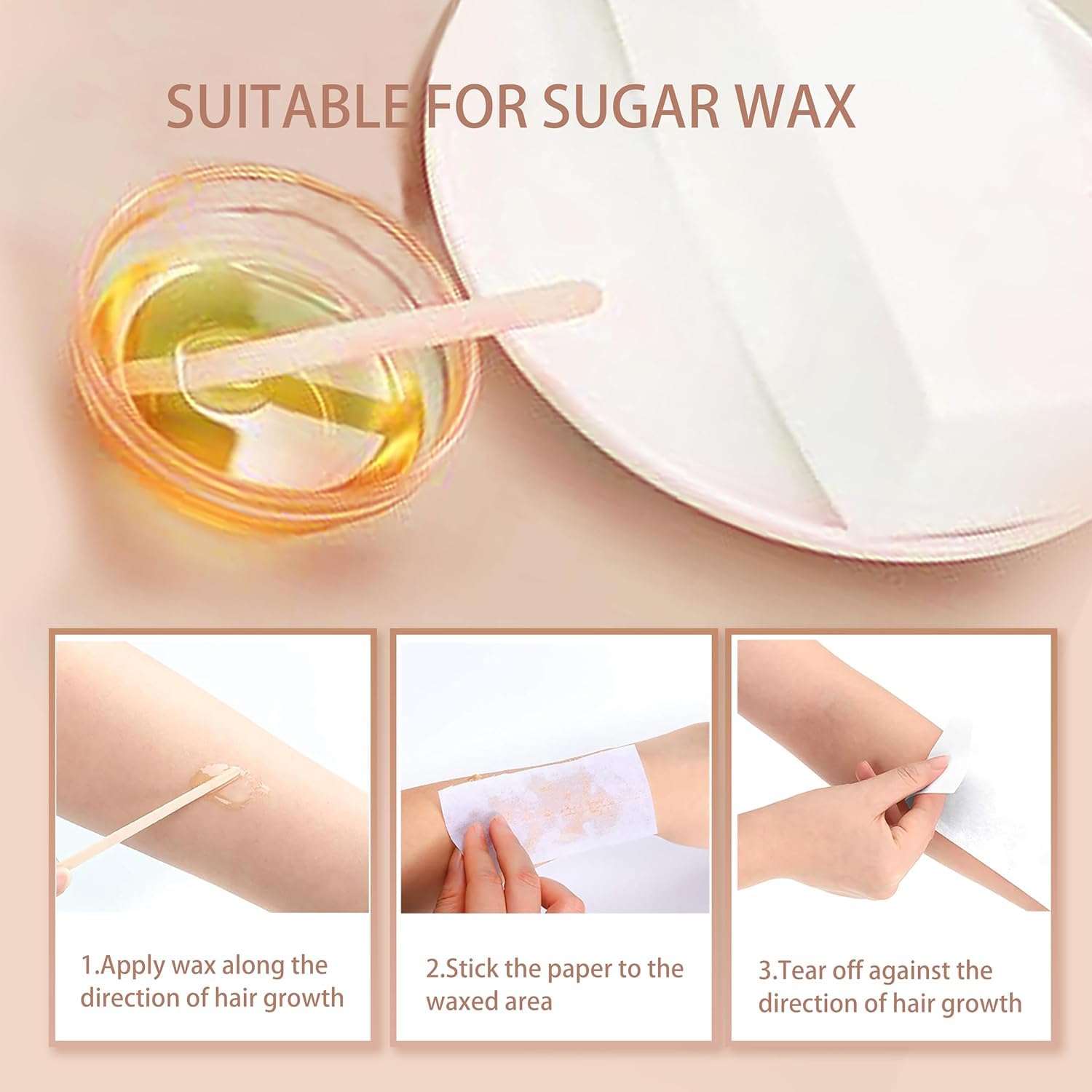 FOCTXI 200 Wax Strips Large Non-Woven, Waxing Strips Use with Soft & Hard Wax, Suitable for Legs, Arms, Bikini & Body, 8'' x 2.75''
