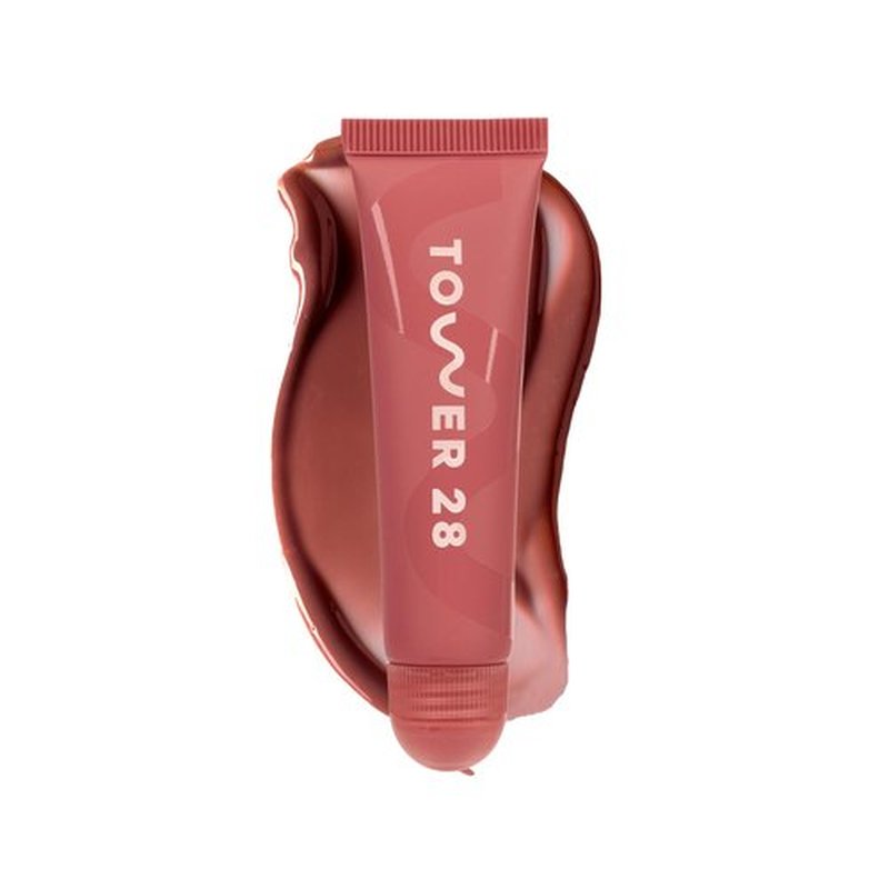 Tower 28 LipSoftie Tinted Lip Balm Treatment - Hydrating Glossy Balm + Overnight Lip Mask with Jojoba Oil + Shea Butter - Sweet, Cushiony Formula for Smooth, Soft Lips - Red Bean Mochi (0.38 oz)
