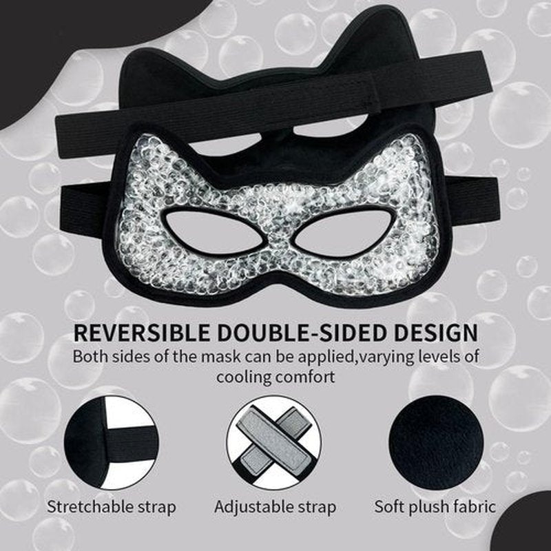 CONBELLA Cooling & Heating Eye Mask - Hot/Cold Use for Puffy Eyes, Headaches, Migraines, Sinus & Dark Circles (2 Packs Black)