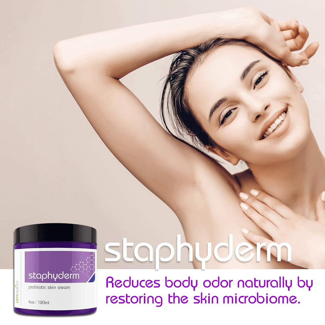 OmNutra Staphyderm Non Antibiotic Ointment - 4OZ All Natural Topical Probiotic Lotion New Skin Therapy Cream For Dry Itchy Skin Organic Based Topical Probiotics for Skin Care