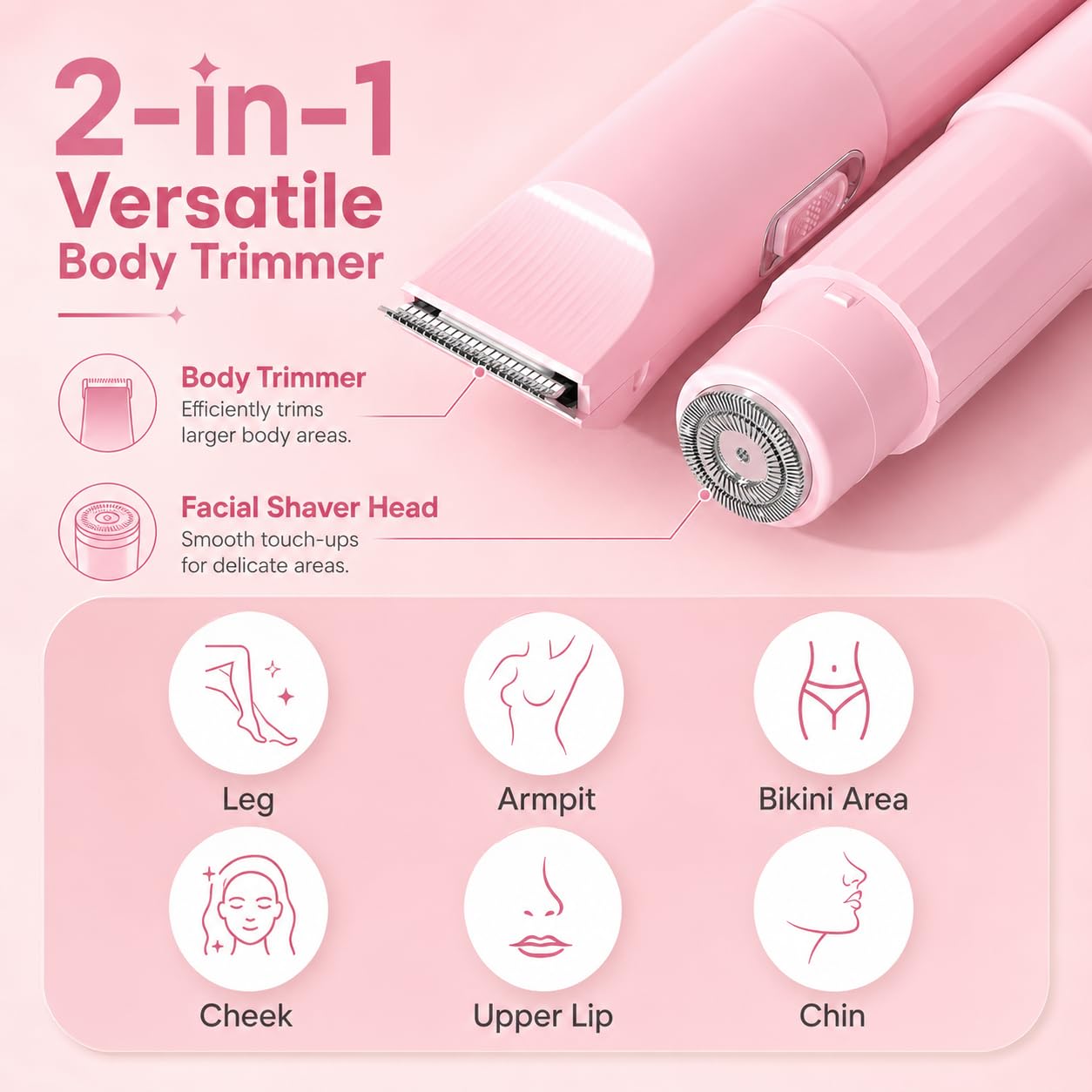 Bikini Shaver Women's Electric Razor Electric Bikini Trimmer for Women Painless Electric Razors for Pubic Hair, Face, Legs, IPX7 Waterproof Underarms Electric Bikini Trimmer for Women