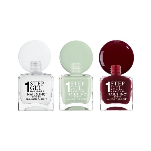 Nails Inc It's Topless Gel-Like Dirty Martini Nail Polish Trio, 4-in-1 Base Coat, Treatment, Color & Top Coat, Long Lasting, Strong, Chip Free, Glossy Salon Quality Manicure, Air Dry, 3 Piece Set