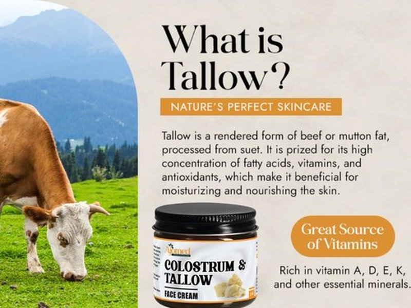 Colostrum & Tallow Face Moisturizer - tallow For Dry skin, Fine Lines & Aging – Handmade Skincare Tallow balm for rosacea, eczema- Retinol & Hyaluronic Acid Cream, Moisturizer Face Cream Day & Night
