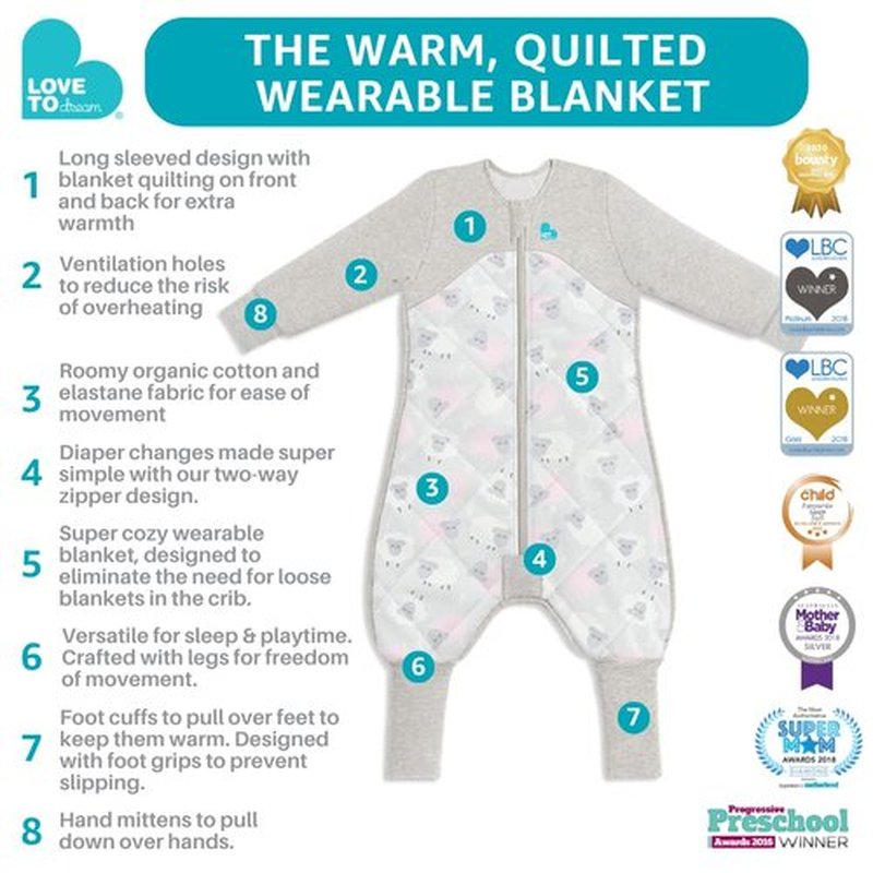 Love To Dream Warm Baby Sleep Suit - Super Soft Temp Regulating Sleeping Sack | 2.5TOG, Pink (6-12 Mo)