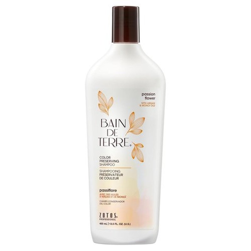 Bain de Terre Passion Flower Shampoo - Vibrant Color Protection with Argan & Monoi Oils | Paraben-Free & Vegan