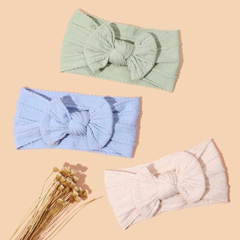 GTTUKK Baby Girl Headbands Nylon Stretchy Hair Bows - Soft Jacquard Knit Infant Hairbands for Newborn Toddler, Non-Marking Textured Accessories for Photography Gift