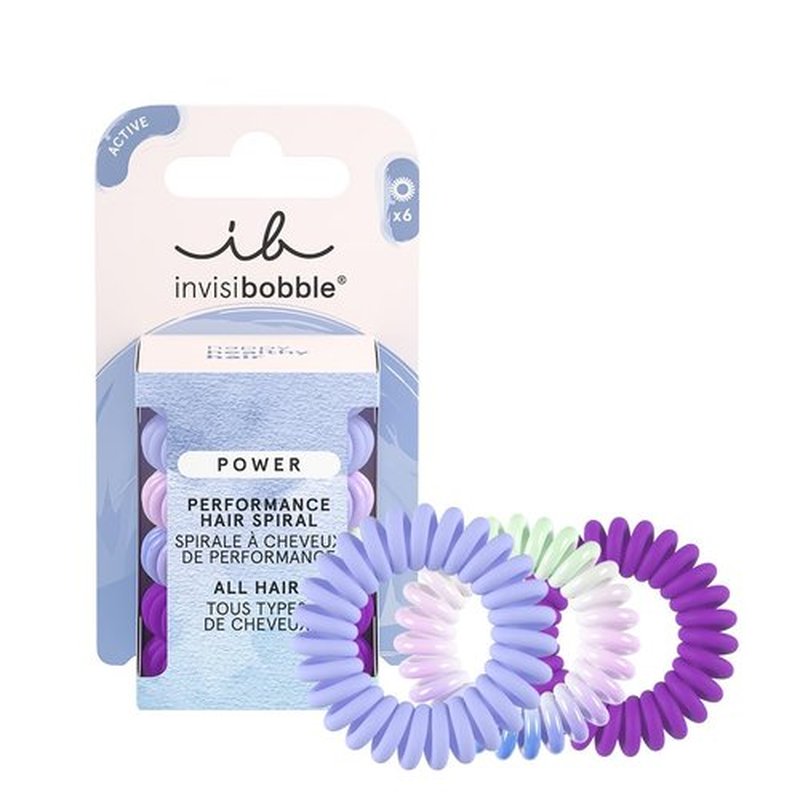 invisibobble Power Traceless Spiral Hair Ties - 6 Pack - Strong Elastic Grip Coil Hair Accessories for Active Women - Non Soaking - Gentle for Girls Teens and Thick Hair (Gym Jelly)