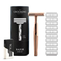 The Grooming Society Double Edge Safety Razor, Classic for Men and Women, Reusable Safety Razor, Metal Long Handle Safety Razor, 10 Blade Refill