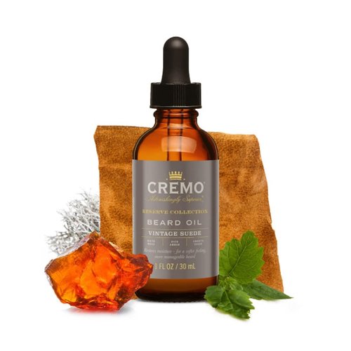 Cremo Beard Oil - Vintage Suede | 1 Fl Oz - Restore Moisture & Soften Beard, Relieve Itch