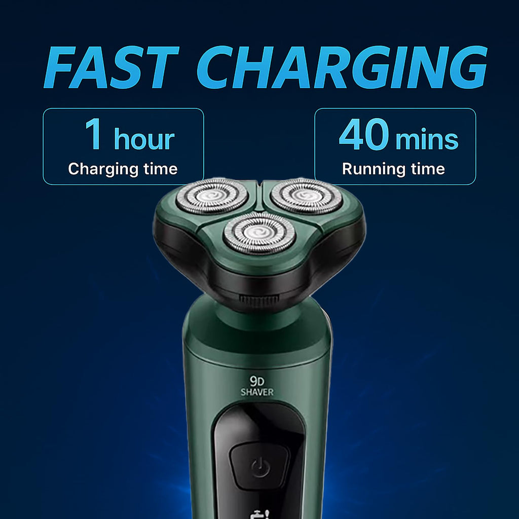 Electric Razor for Men, Rechargeable Rotary Electric Shaver with 3D Floating Heads, Ideal for Travel, Office, and Business Trips (Gray)