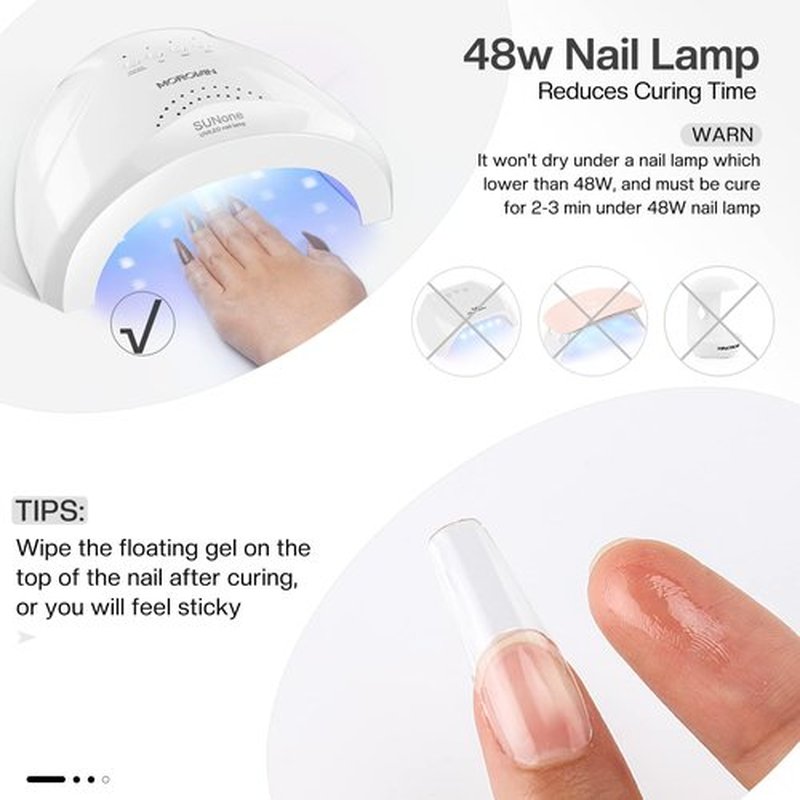 Morovan Clear Builder Gel for Nails: UV/LED Hard Gel Kit - 2oz Strong 3D Sculpting Extension Strengthen Professional Art Manicure Set with Forms & Brush Supplies