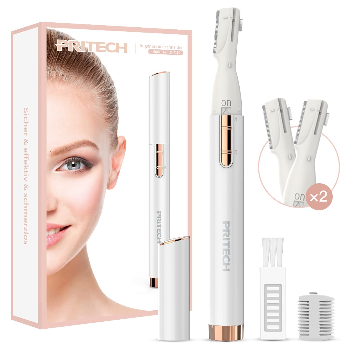 PRITECH Electric Eyebrow Trimmer - Facial Hair Remover Precision Razor