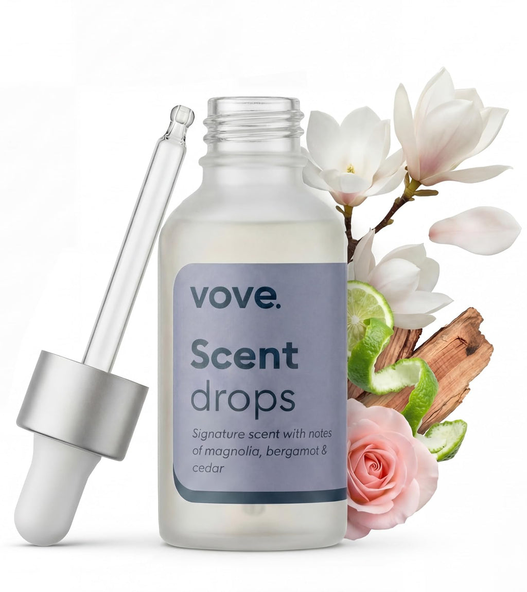Vove Signature Scent Drops, Magnolia Bergamot Cedar - Laundry Fragrance Oil with Glass Dropper, Scent Booster, Pairs with Dryer Balls, Hypoallergenic, Biodegradable Musk, FSC-Certified Packaging