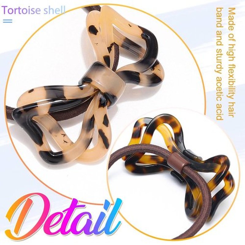 CAKURE Bow Hair Ties Tortoise Shell Ponytail Holder Bow Hair Accessories for Women and Girls (Pack of 2)