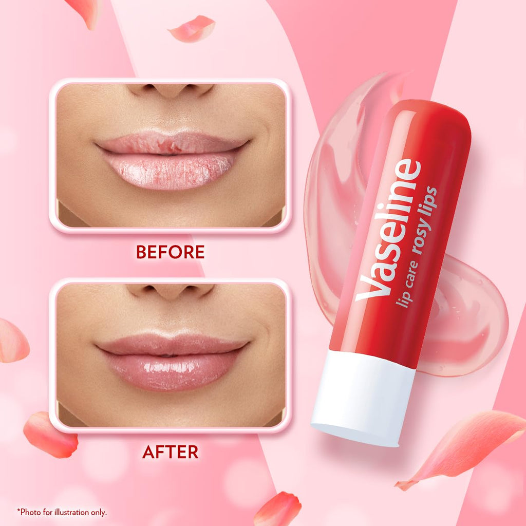 Vaseline Lip Therapy - Rosy Lip Balm for Fast-Acting Nourishment | 3-Pack of 0.16 Oz Each