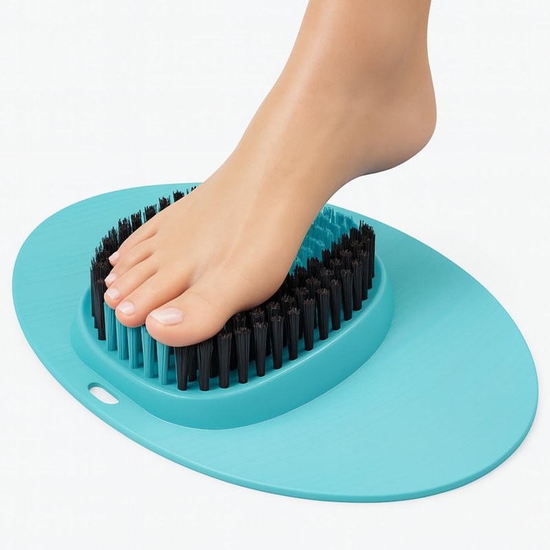 Vive Foot Scrubber for Shower Floor - Feet Cleaner for Dead Skin with Pumice Stone - Massager and Brush Exfoliating - Callus Remover, Improve Circulation and Relieves Pain - Nonslip Suction Cups