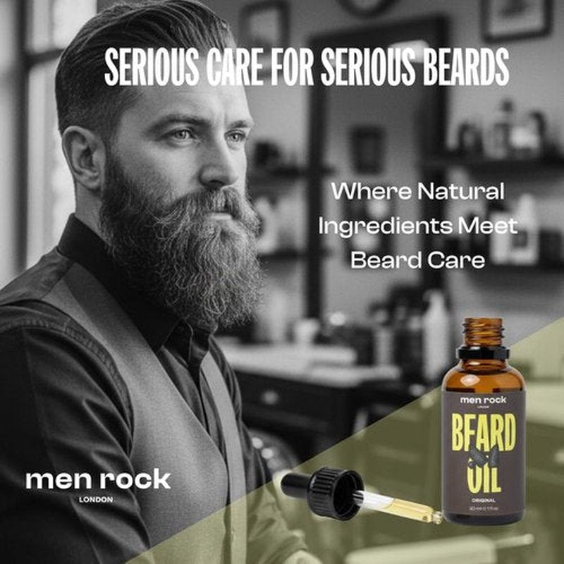 Men Rock Beard Oil - Original Formula with Grapeseed Oil & Vitamin E | 1 oz Facial Hair Conditioner