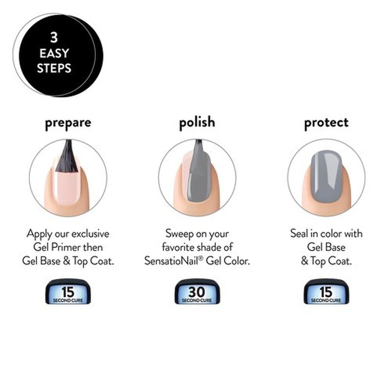 Sensationail “Gray-teful For You” Nail Gel For up to 2 Weeks of Dazzling Color, LED Lamp Required, Long-Lasting Finish, No Dry Time, Gray, 0.25 Fl Oz