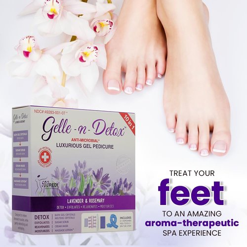 SPA REDI Gelle-n-Detox Lavender and Rosemary Luxurious Jelly Pedicure Kit - Professional Pedicure Foot Care, Cooling and Refreshing, Complete Foot Care - ICY Mint - 10 in 1 Bundle