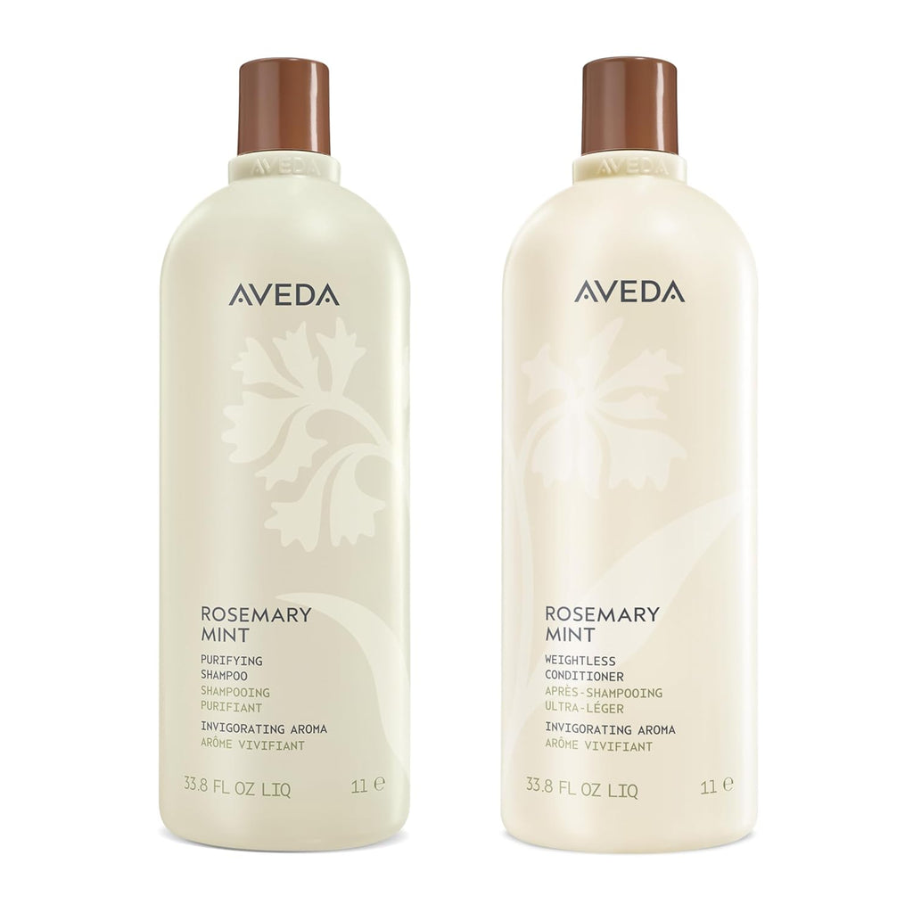Aveda Rosemary Mint Shampoo & Conditioner Duo - Clarifying Formula for Normal to Oily Hair | 97% Naturally Derived | 1 Liter