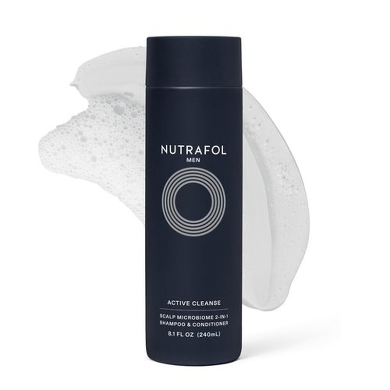 Nutrafol Men's Shampoo and Conditioner 2-in-1, Cleanses, Hydrates, Unclogs Pores, Improves Hair Volume & Strength, Physician-formulated for Thinning Hair, Color Safe, Sulfate Free - 8.1 Fl Oz Bottle
