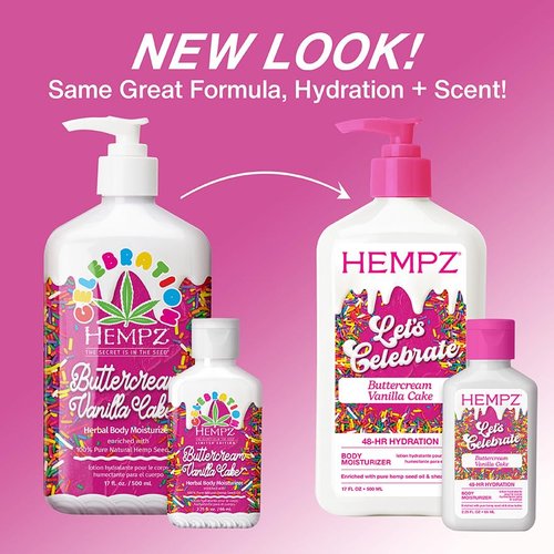 Hempz Body Lotion - Buttercream Vanilla Cake Celebration - Daily Moisturizing Cream with Shea Butter & Aloe - 17 Oz