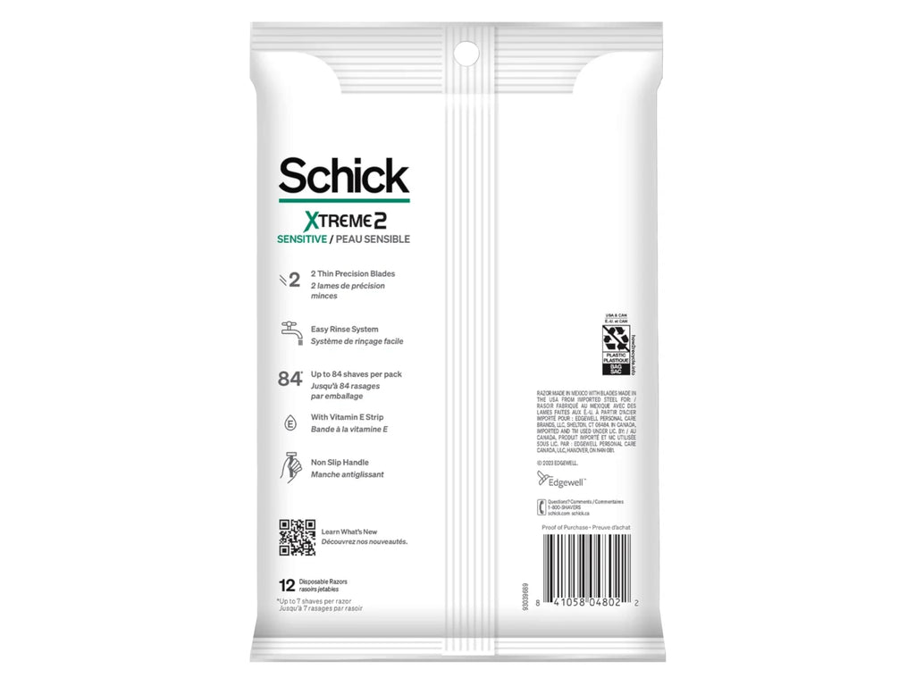 Schick ST2 Disposable Razor, Sensitive for Men, 12-Count Packages (Pack of 3)