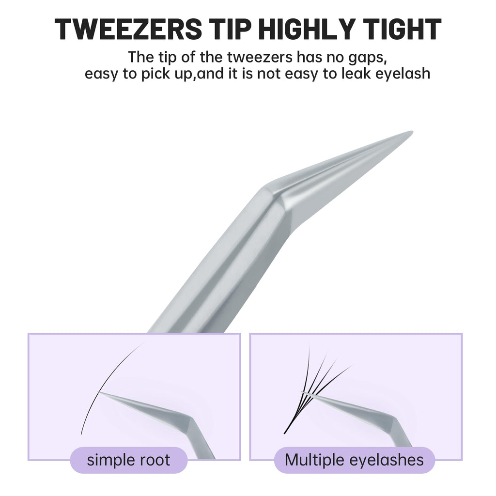 Natuhana High Precision Lash Tweezers for Individual and Volume Eyelash Extensions Pointed Premium Stainless Steel Curved Fiber Tip Professional Isolation Tweezer(Dolphin Tweezer A-02)
