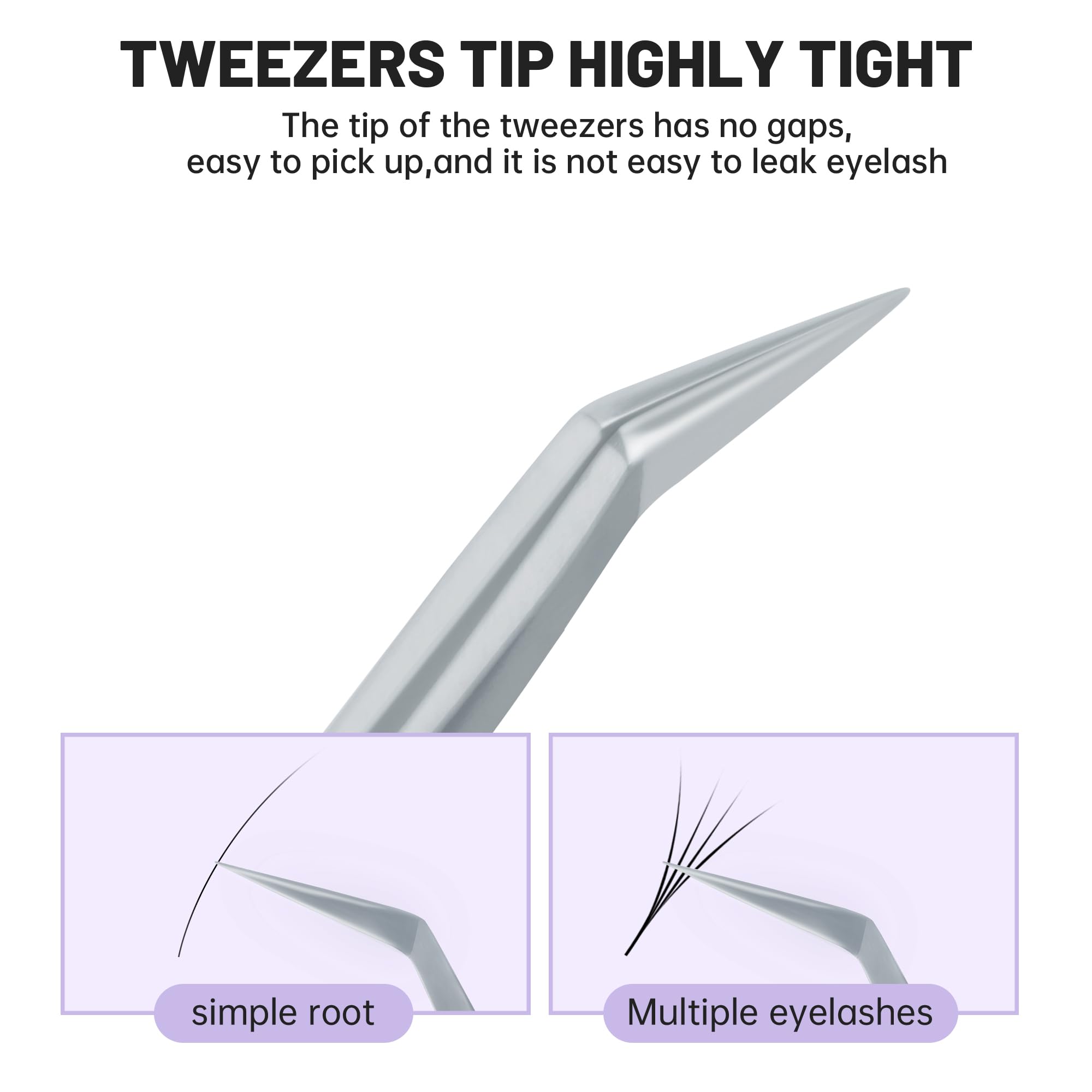 Natuhana High Precision Lash Tweezers for Individual and Volume Eyelash Extensions Pointed Premium Stainless Steel Curved Fiber Tip Professional Isolation Tweezer(Dolphin Tweezer A-02)