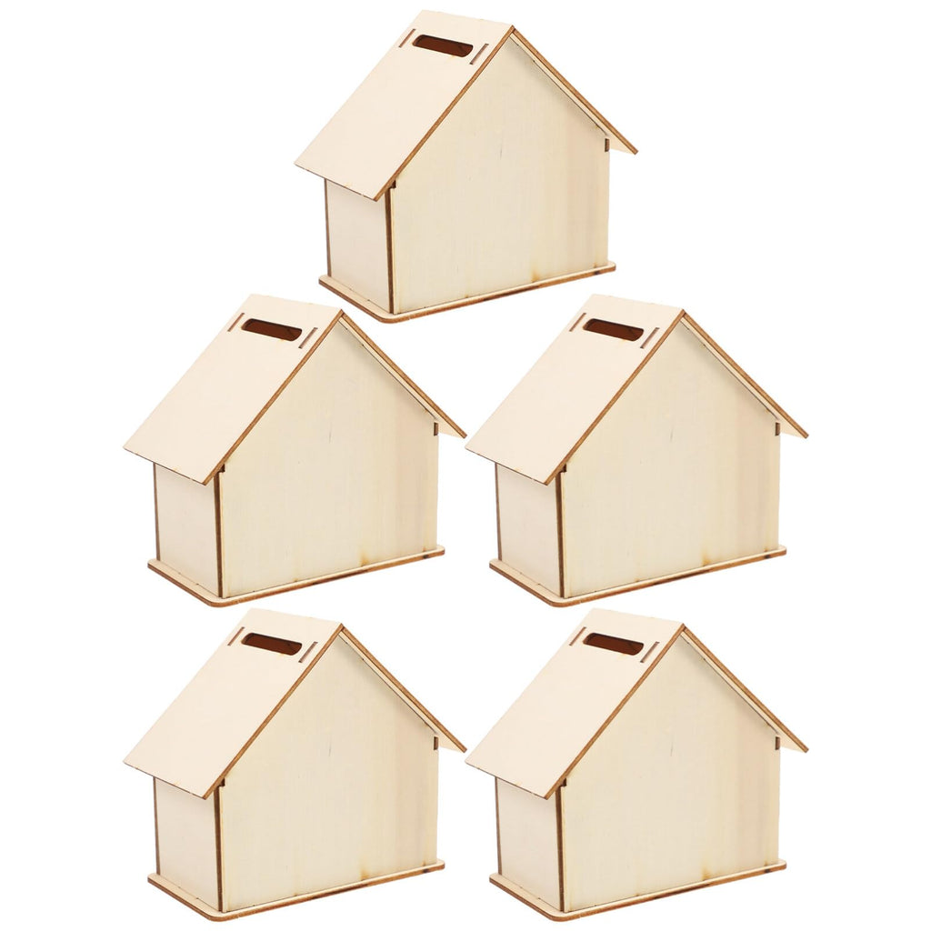 Angoily 20 Pcs DIY Piggy Bank Kids Unfinished Wood House Piggy Bank Coin Saving Box Change Container Craft Kit for Children to Decorate Doodle and Save Coins 4.13 X 8.66 X 3.93 in