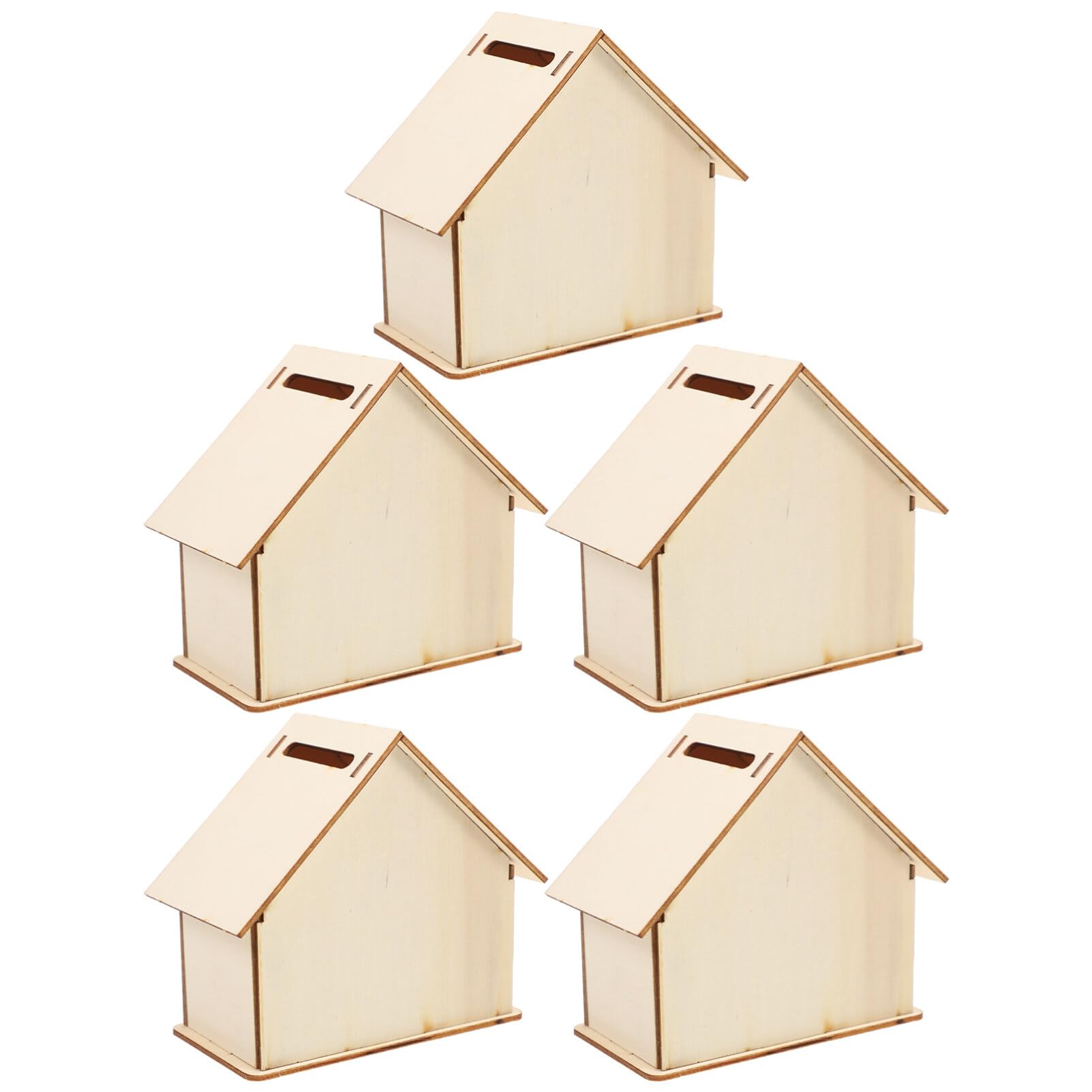 Angoily 20 Pcs DIY Piggy Bank Kids Unfinished Wood House Piggy Bank Coin Saving Box Change Container Craft Kit for Children to Decorate Doodle and Save Coins 4.13 X 8.66 X 3.93 in