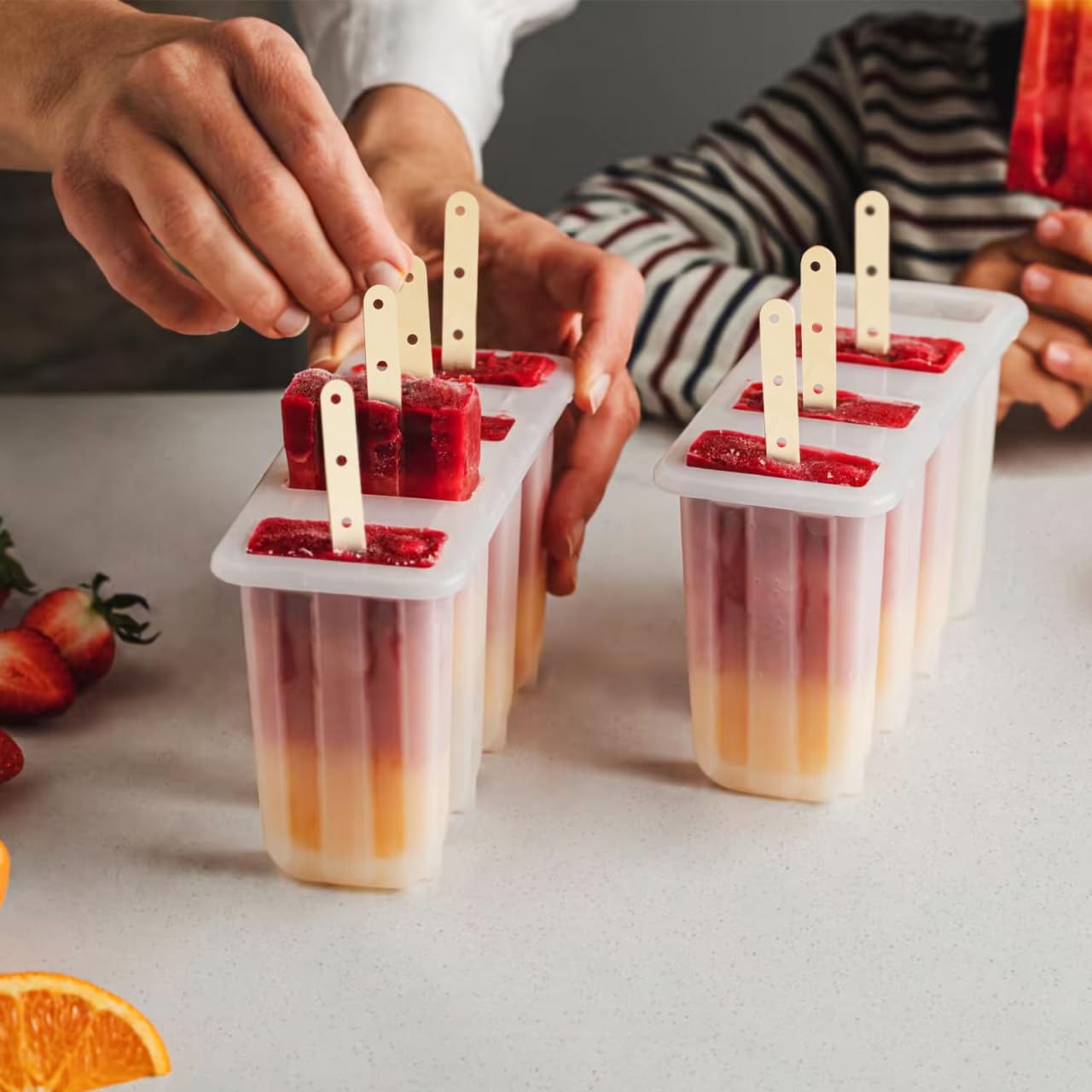 Housoutil Wooden Sticks with Holes 5.90 Inch Craft Ice Pop Sticks Pre-Drilled Ice Cream Sticks for Cake Pops Treats DIY Craft Projects